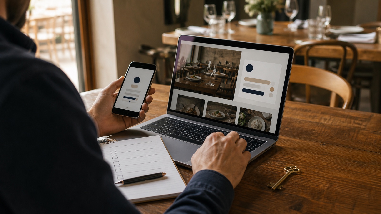 Restaurant owner reviewing website account access, verification, and handover